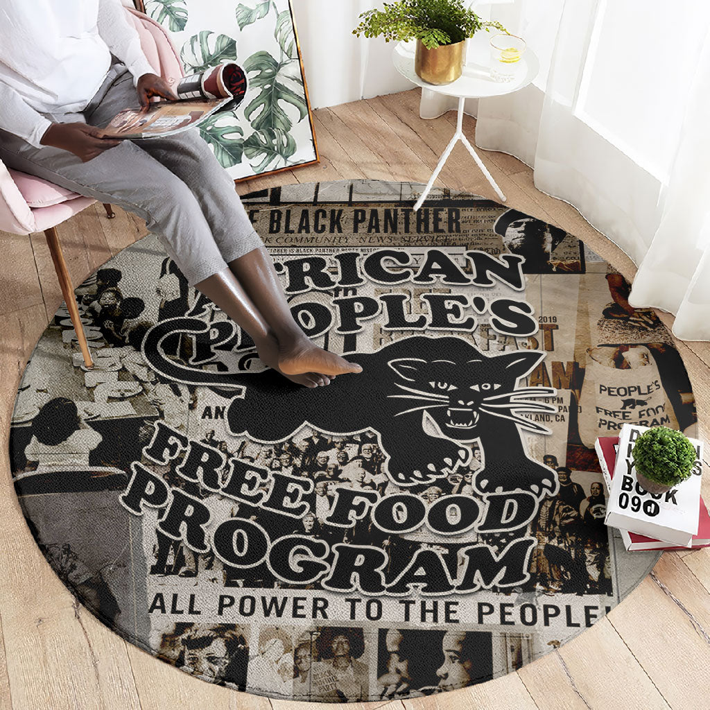 African People's Free Food Program Round Carpet Black Panther Newspaper Collage Black Panther Party