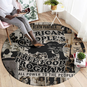 African People's Free Food Program Round Carpet Black Panther Newspaper Collage Black Panther Party