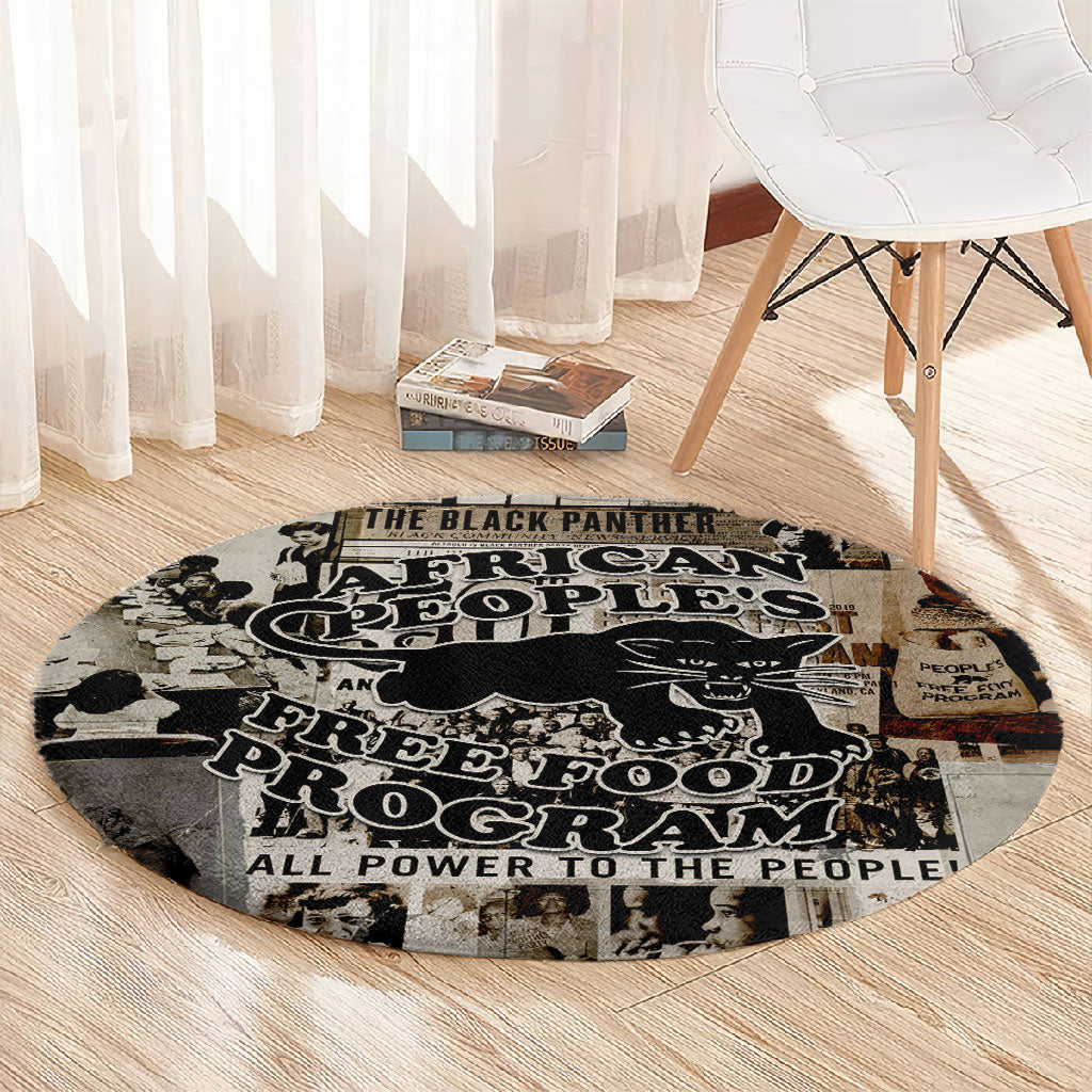 African People's Free Food Program Round Carpet Black Panther Newspaper Collage Black Panther Party