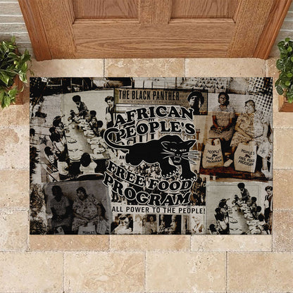 African People's Free Food Program Rubber Doormat Black Panther Newspaper Collage Black Panther Party