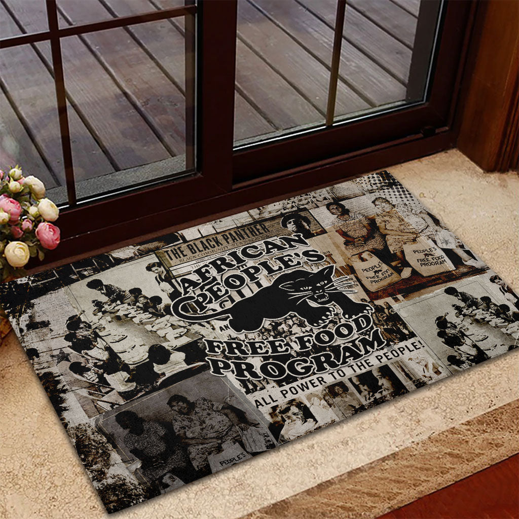 African People's Free Food Program Rubber Doormat Black Panther Newspaper Collage Black Panther Party