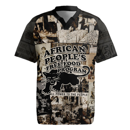 African People's Free Food Program Rugby Jersey Black Panther Newspaper Collage Black Panther Party