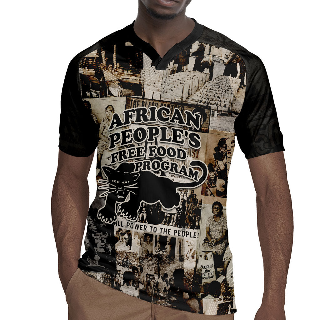 African People's Free Food Program Rugby Jersey Black Panther Newspaper Collage Black Panther Party