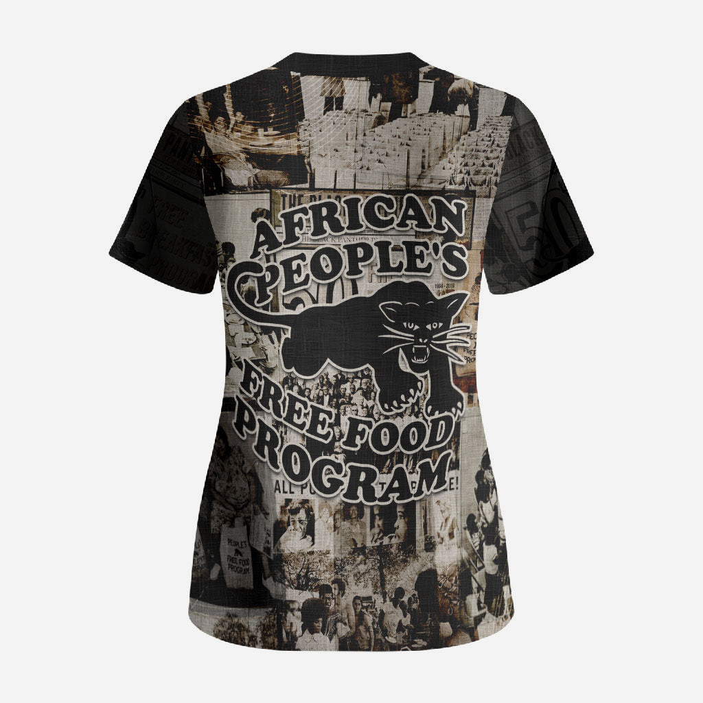 African People's Free Food Program Scrub Top Black Panther Newspaper Collage Black Panther Party