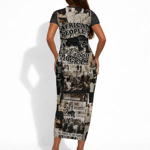 African People's Free Food Program Short Sleeve Bodycon Dress Black Panther Newspaper Collage Black Panther Party