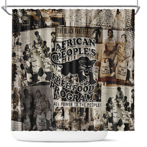 African People's Free Food Program Shower Curtain Black Panther Newspaper Collage Black Panther Party