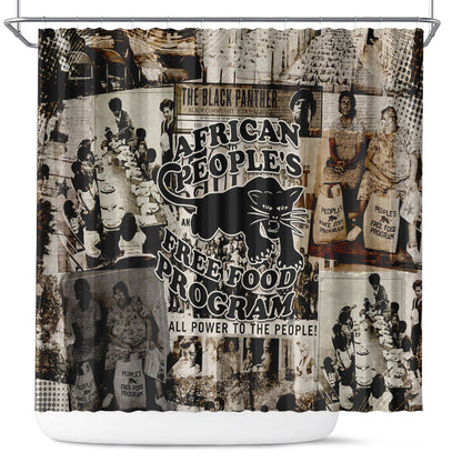 African People's Free Food Program Shower Curtain Black Panther Newspaper Collage Black Panther Party