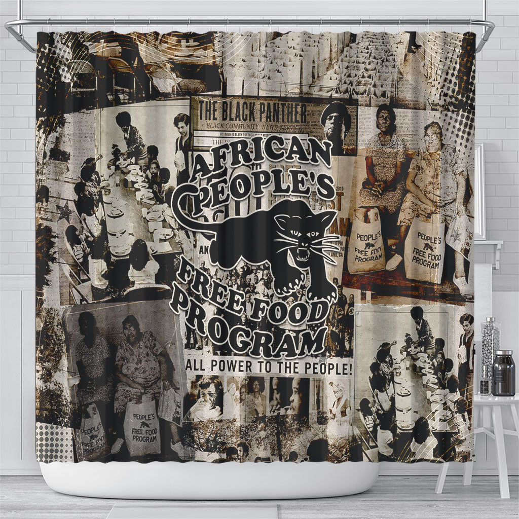 African People's Free Food Program Shower Curtain Black Panther Newspaper Collage Black Panther Party
