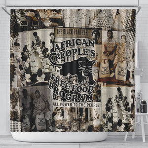 African People's Free Food Program Shower Curtain Black Panther Newspaper Collage Black Panther Party