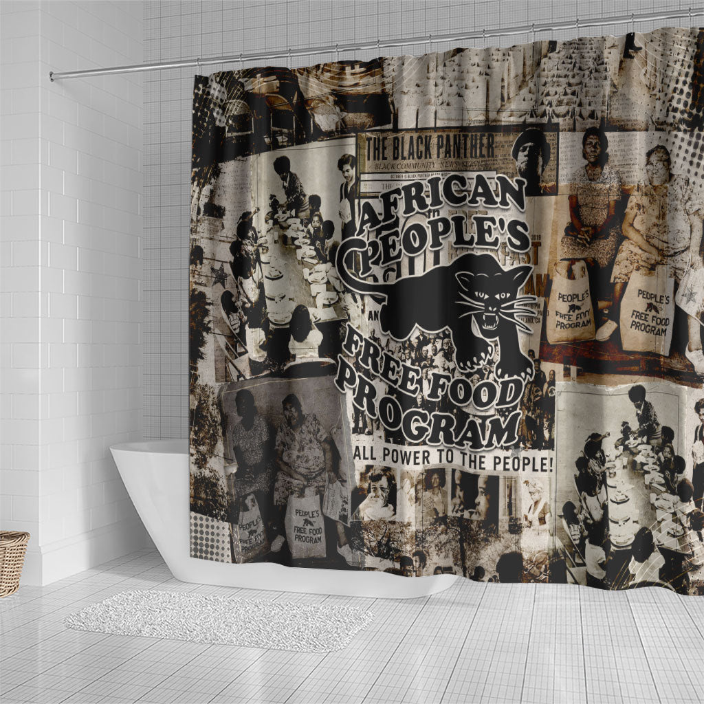 African People's Free Food Program Shower Curtain Black Panther Newspaper Collage Black Panther Party
