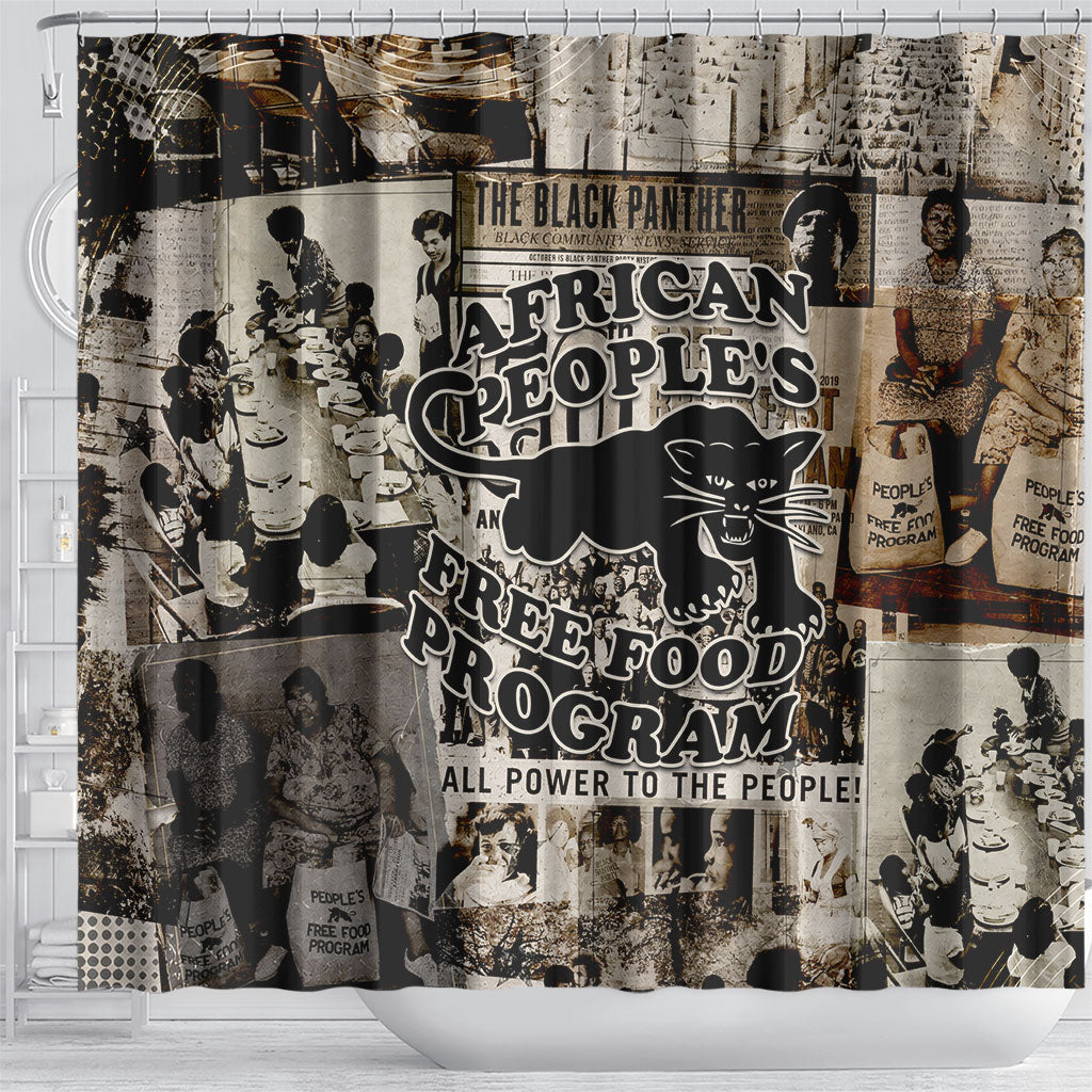 African People's Free Food Program Shower Curtain Black Panther Newspaper Collage Black Panther Party
