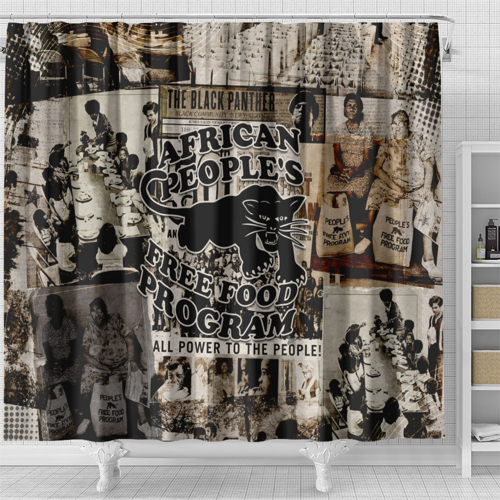 African People's Free Food Program Shower Curtain Black Panther Newspaper Collage Black Panther Party