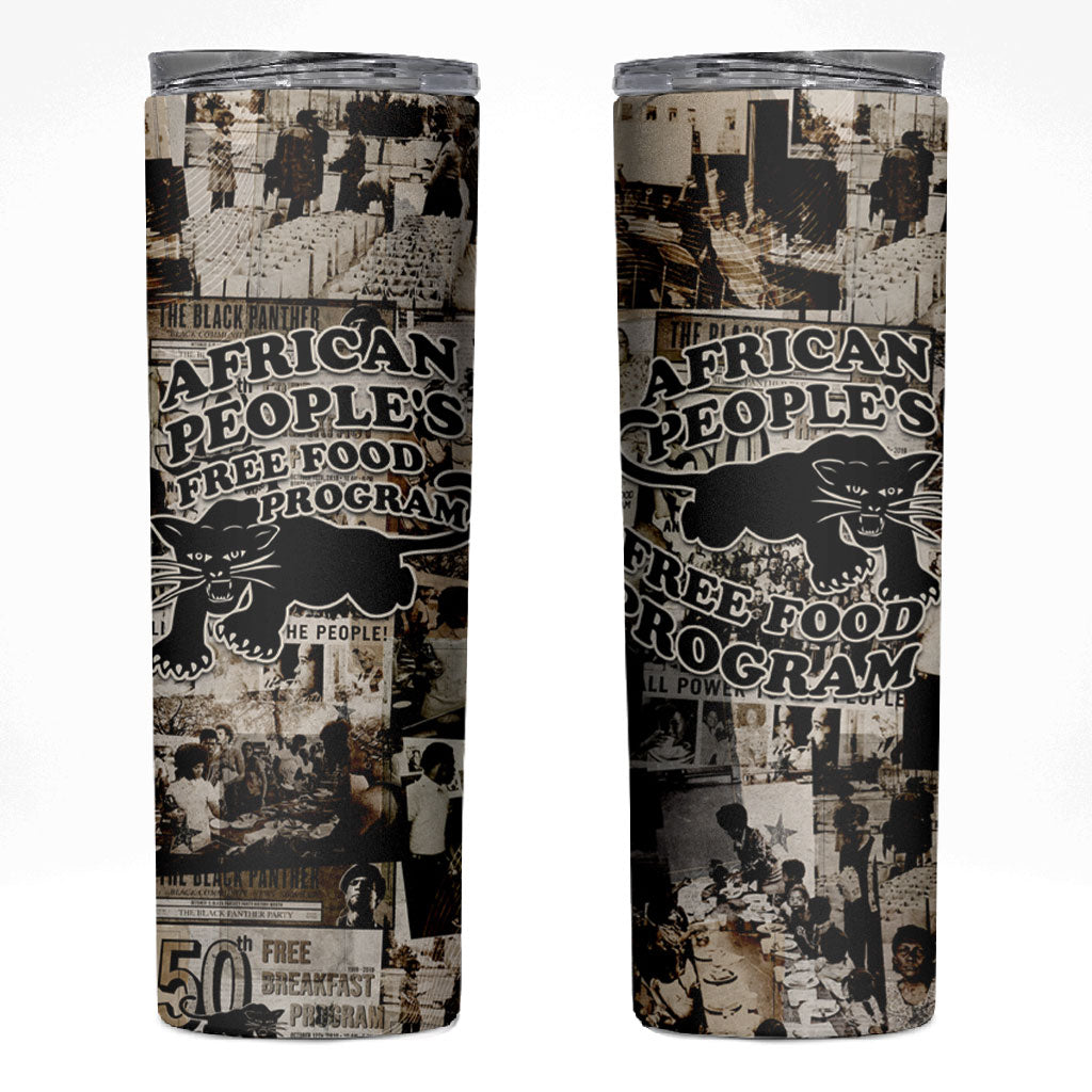 African People's Free Food Program Skinny Tumbler Black Panther Newspaper Collage Black Panther Party
