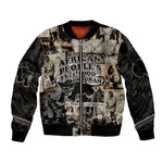 African People's Free Food Program Sleeve Zip Bomber Jacket Black Panther Newspaper Collage Black Panther Party