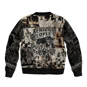 African People's Free Food Program Sleeve Zip Bomber Jacket Black Panther Newspaper Collage Black Panther Party