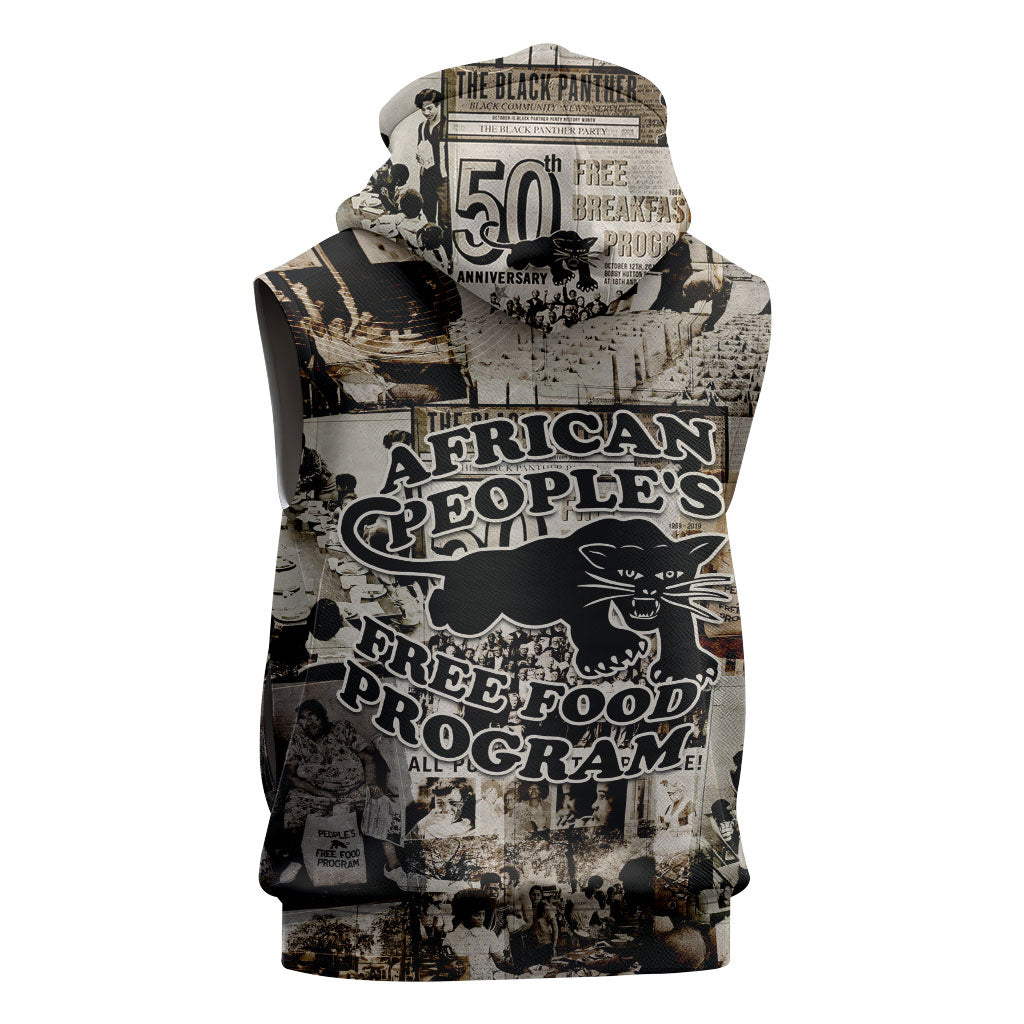 African People's Free Food Program Sleeveless Hoodie Black Panther Newspaper Collage Black Panther Party