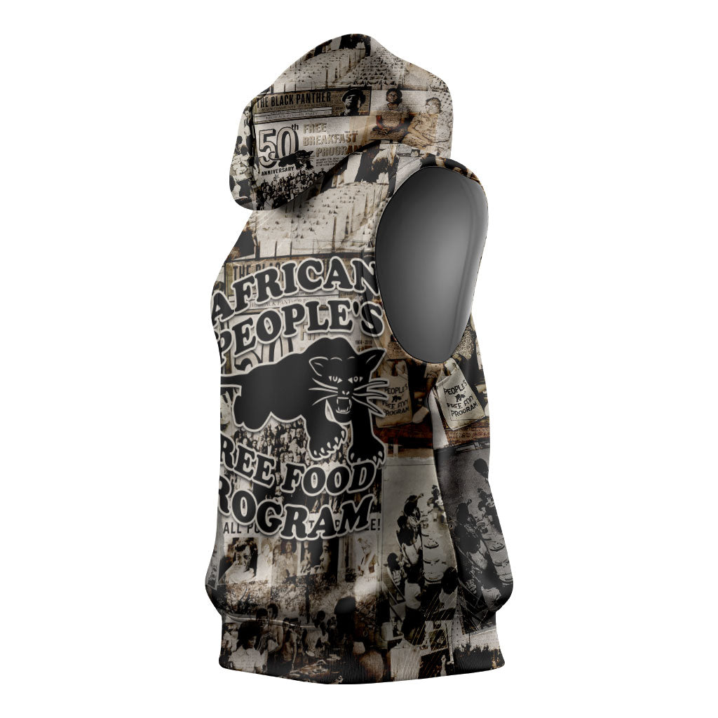African People's Free Food Program Sleeveless Hoodie Black Panther Newspaper Collage Black Panther Party