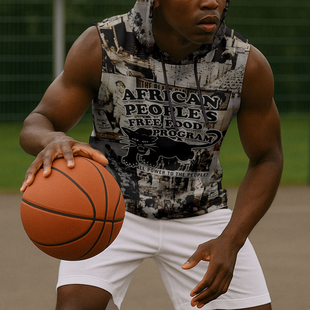 African People's Free Food Program Sleeveless Hoodie Black Panther Newspaper Collage Black Panther Party