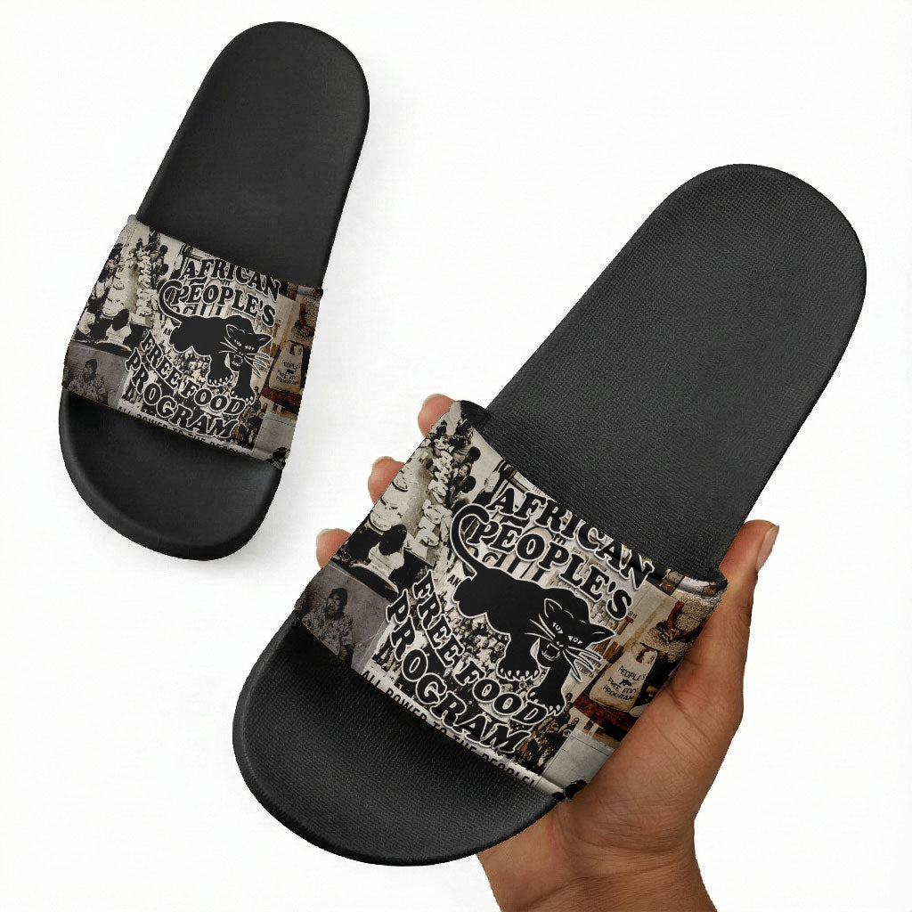African People's Free Food Program Slide Sandals Black Panther Newspaper Collage Black Panther Party