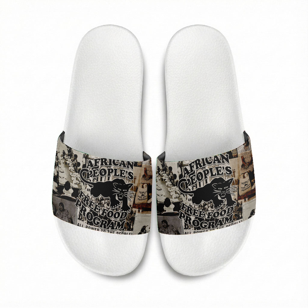 African People's Free Food Program Slide Sandals Black Panther Newspaper Collage Black Panther Party