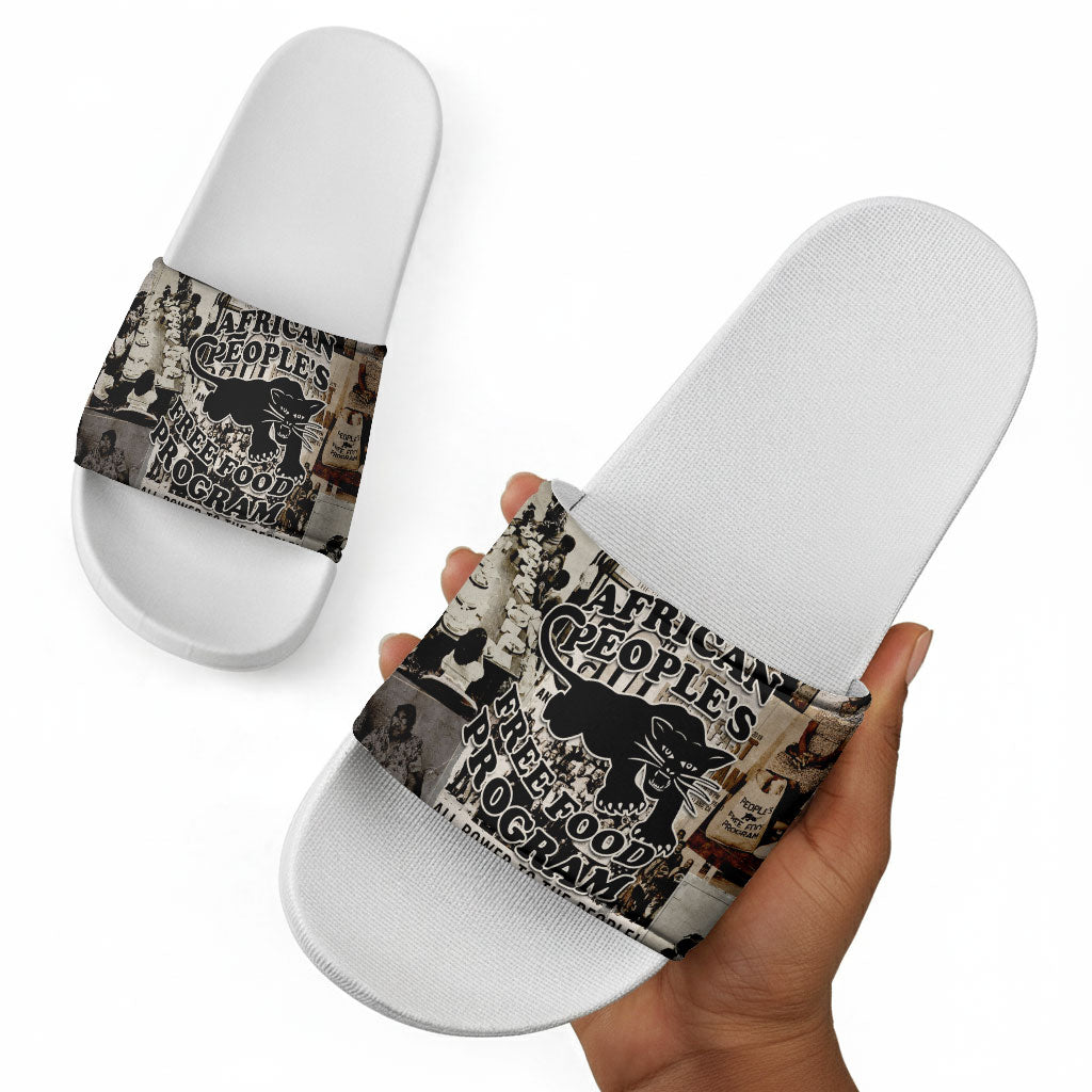 African People's Free Food Program Slide Sandals Black Panther Newspaper Collage Black Panther Party