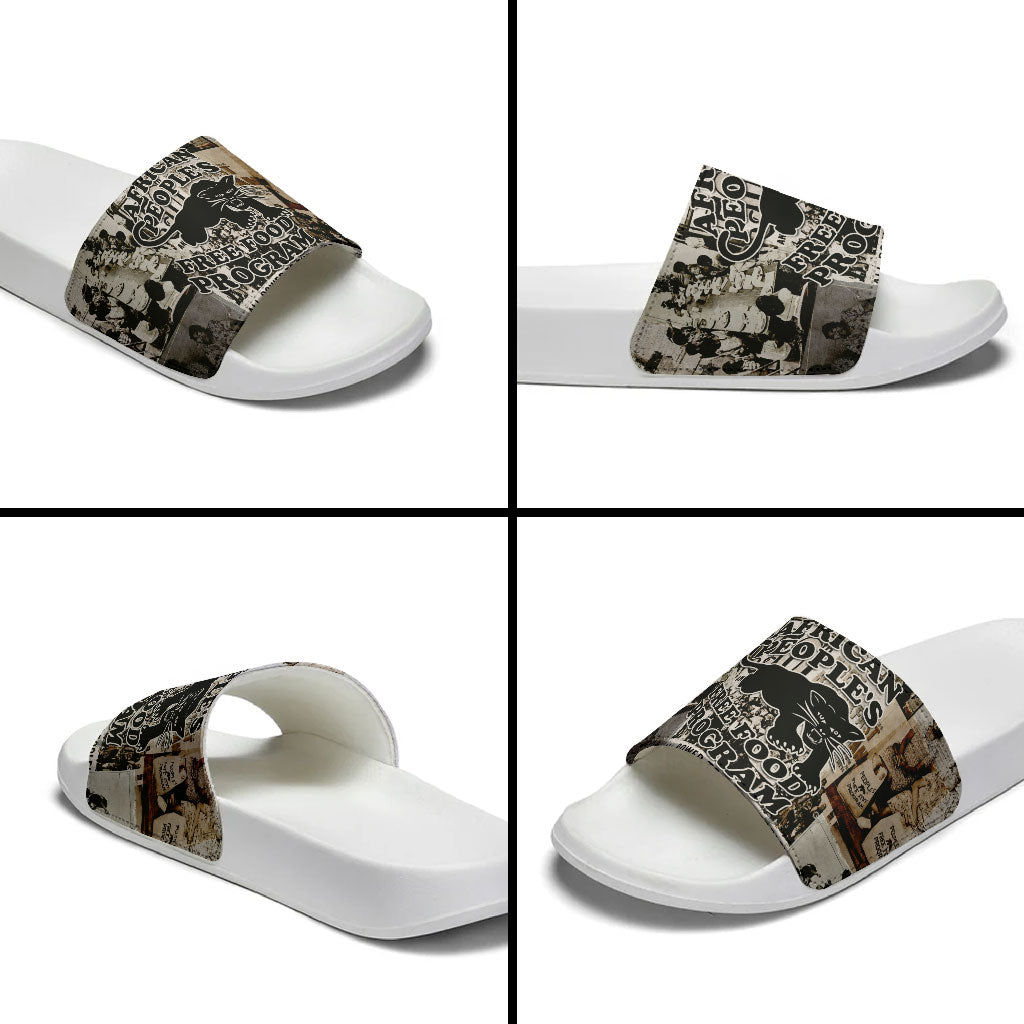 African People's Free Food Program Slide Sandals Black Panther Newspaper Collage Black Panther Party