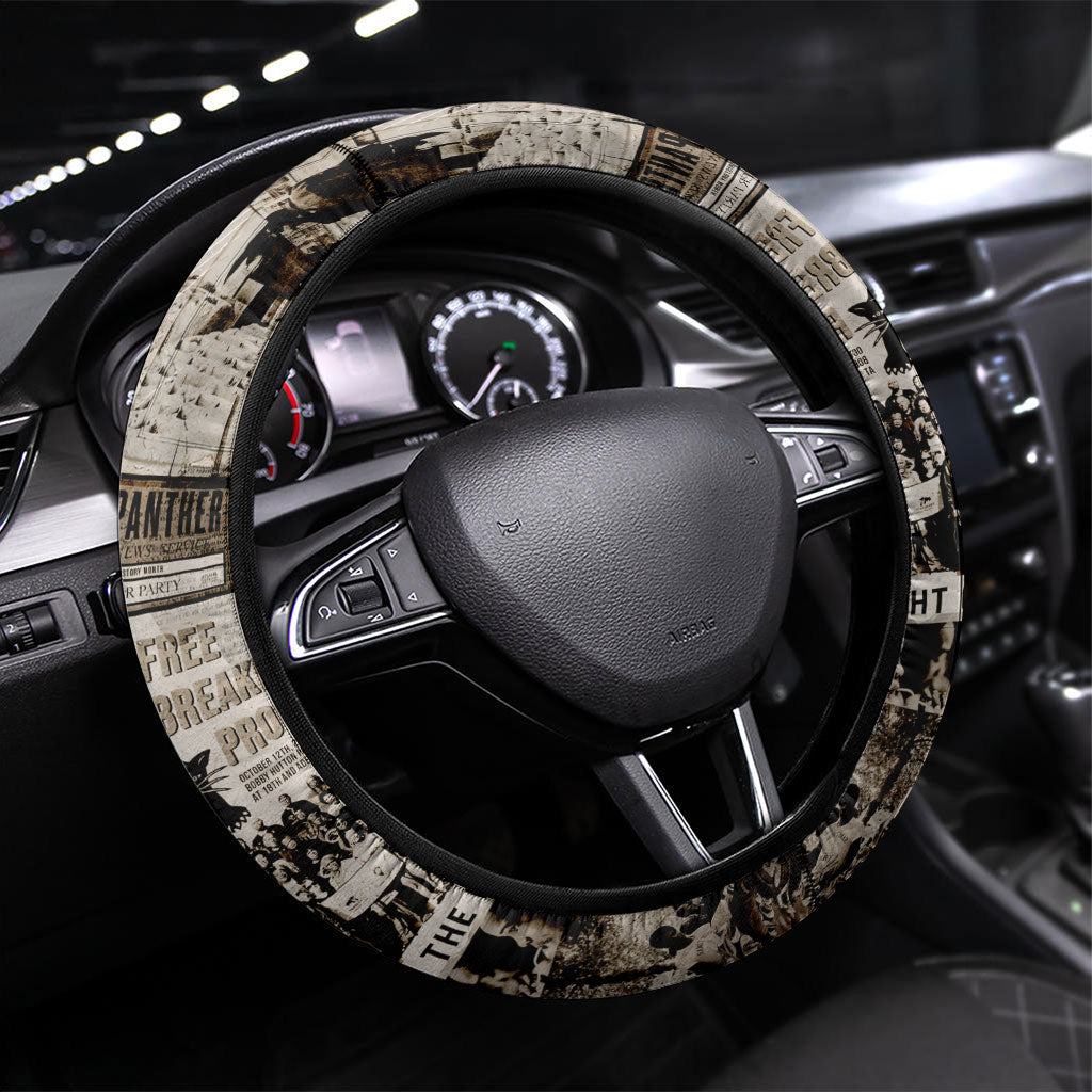 African People's Free Food Program Steering Wheel Cover Black Panther Newspaper Collage Black Panther Party