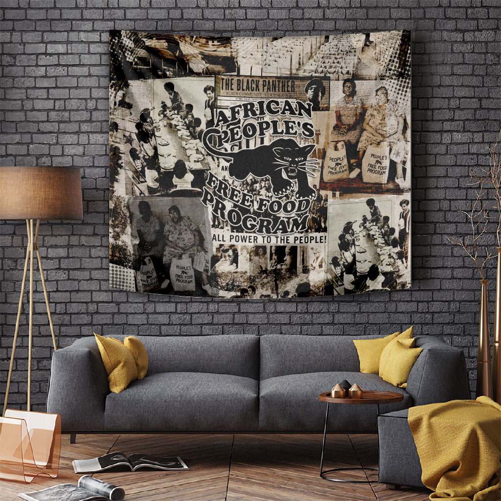 African People's Free Food Program Tapestry Black Panther Newspaper Collage Black Panther Party