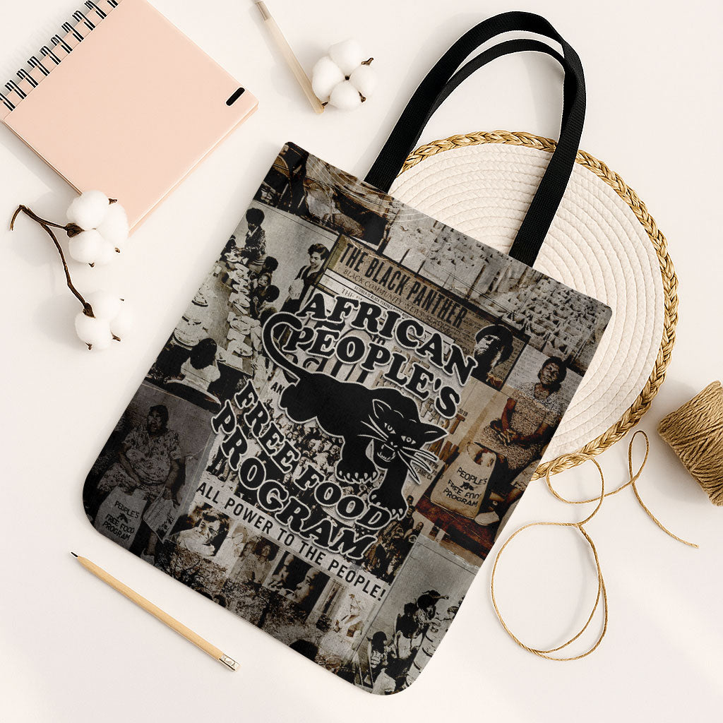 African People's Free Food Program Tote Bag Black Panther Newspaper Collage Black Panther Party