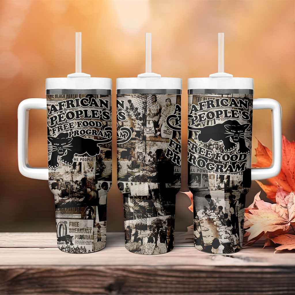 African People's Free Food Program Tumbler With Handle Black Panther Newspaper Collage Black Panther Party