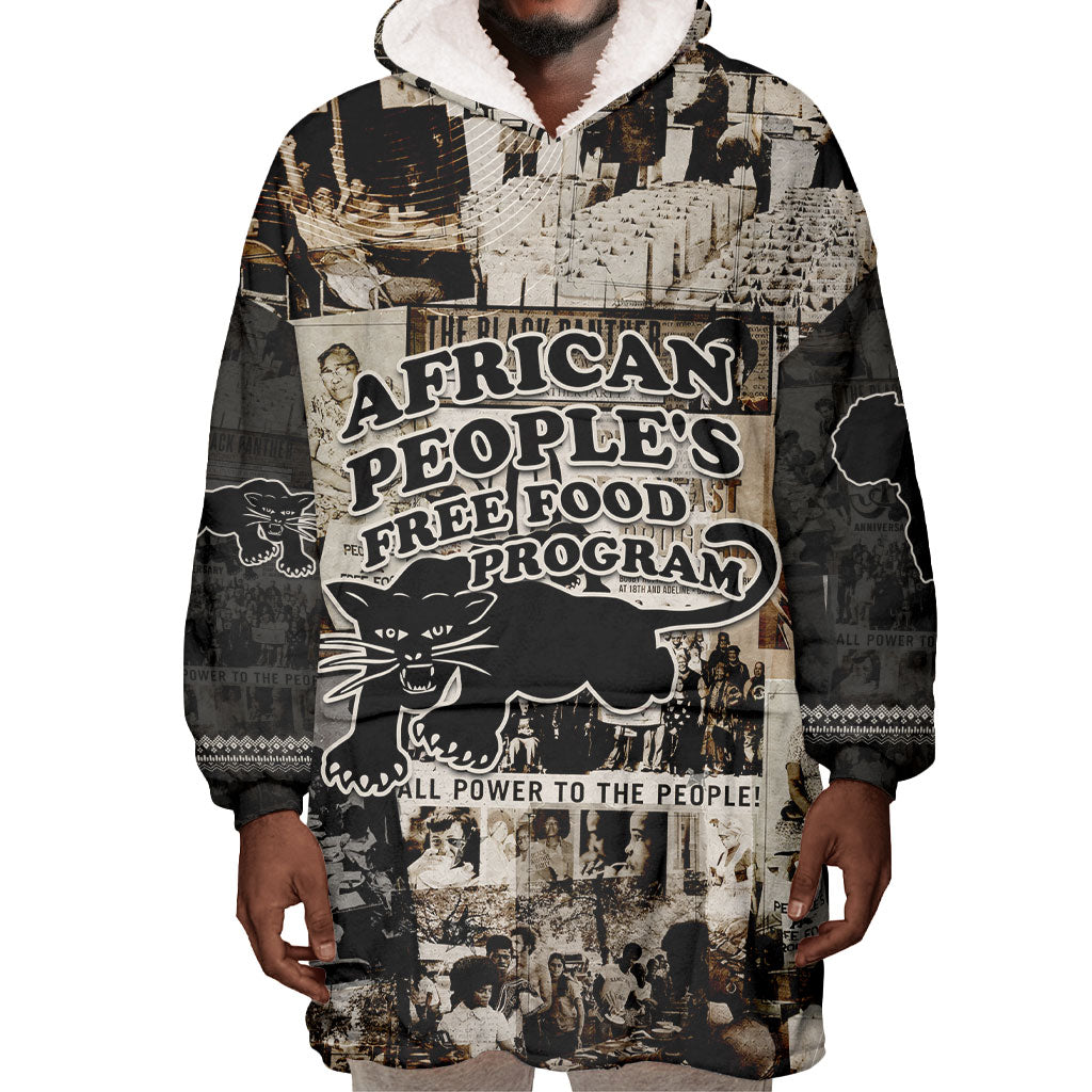 African People's Free Food Program Wearable Blanket Hoodie Black Panther Newspaper Collage Black Panther Party