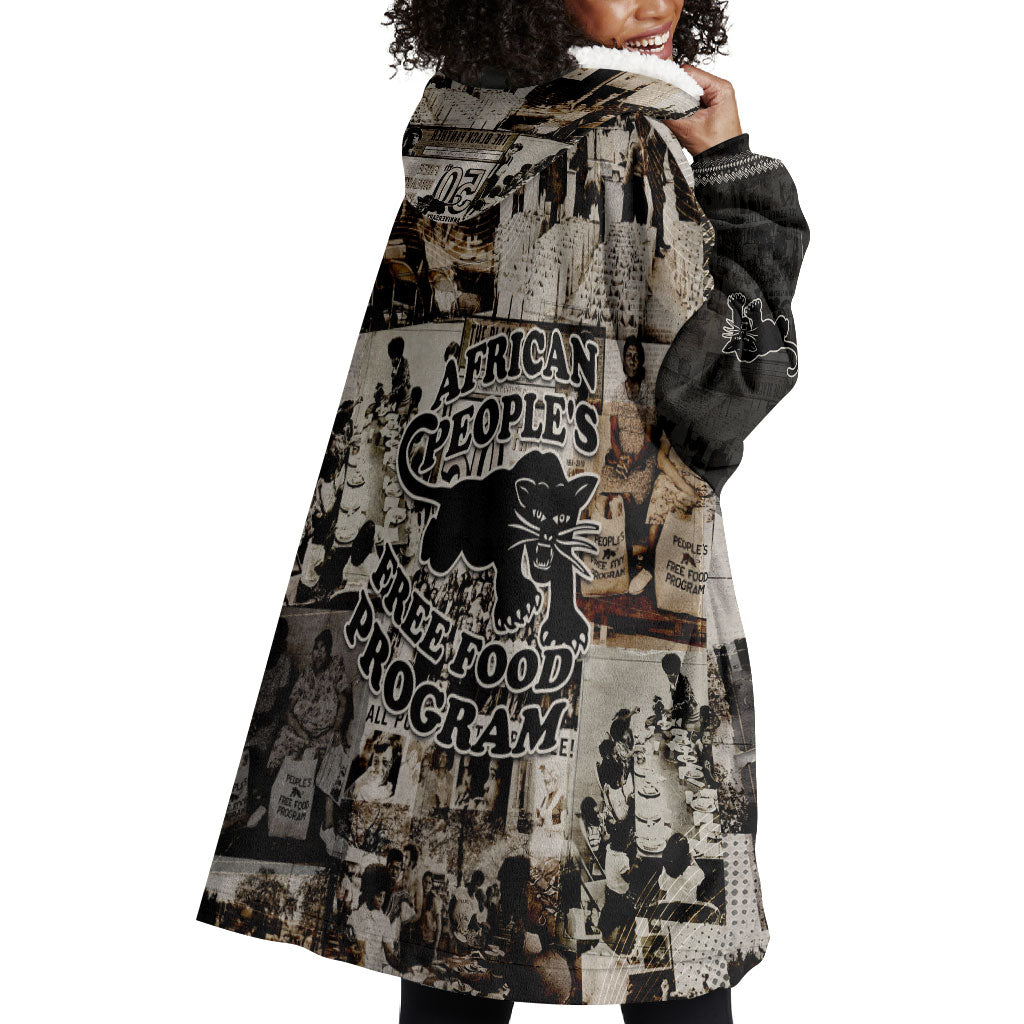 African People's Free Food Program Wearable Blanket Hoodie Black Panther Newspaper Collage Black Panther Party