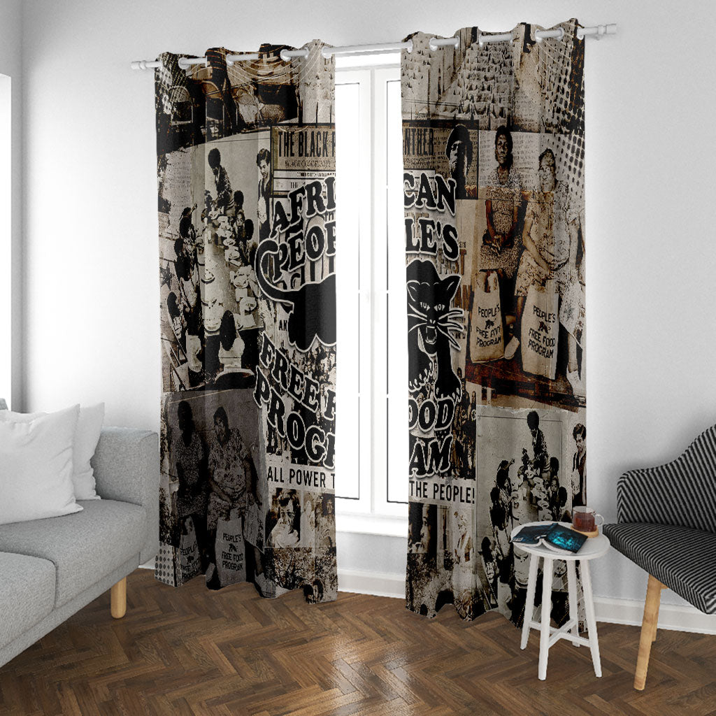 African People's Free Food Program Window Curtain Black Panther Newspaper Collage Black Panther Party