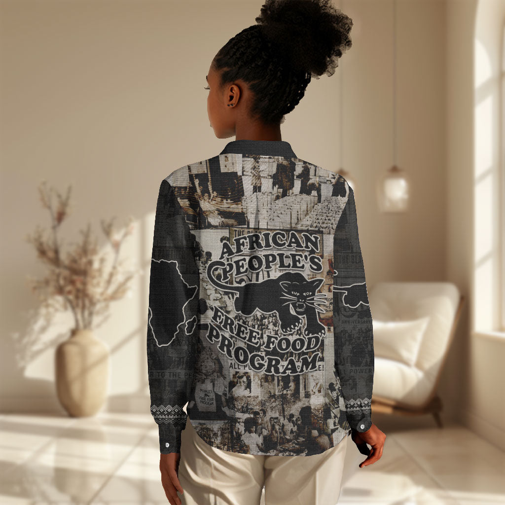 African People's Free Food Program Women Casual Shirt Black Panther Newspaper Collage Black Panther Party