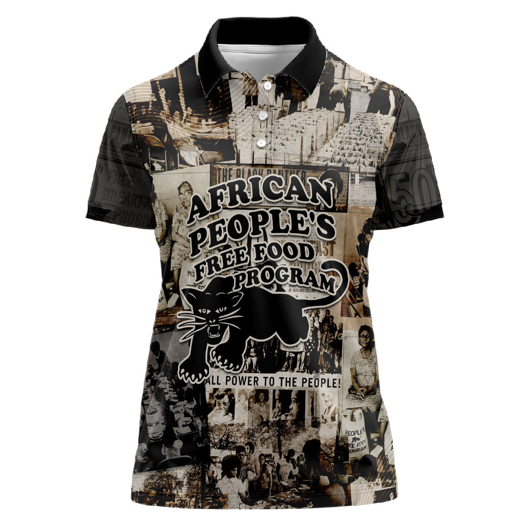 African People's Free Food Program Women Polo Shirt Black Panther Newspaper Collage Black Panther Party