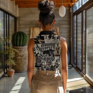 African People's Free Food Program Women Sleeveless Polo Shirt Black Panther Newspaper Collage Black Panther Party
