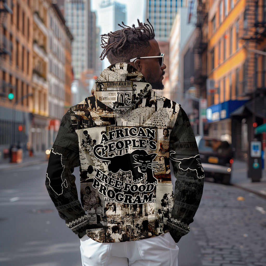 African People's Free Food Program Zip Hoodie Black Panther Newspaper Collage Black Panther Party