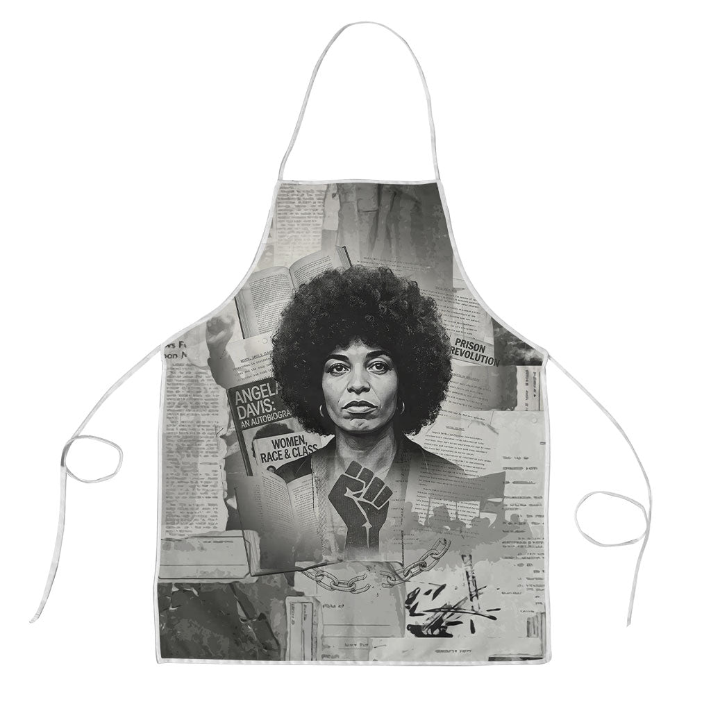 Angela Davis Black History Rights Activism Apron Vintage Newspaper Collage Retro Protest Art