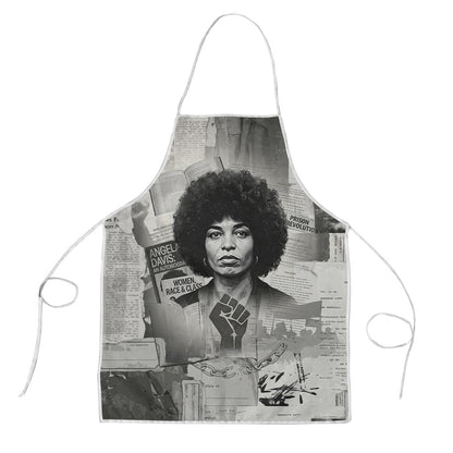 Angela Davis Black History Rights Activism Apron Vintage Newspaper Collage Retro Protest Art