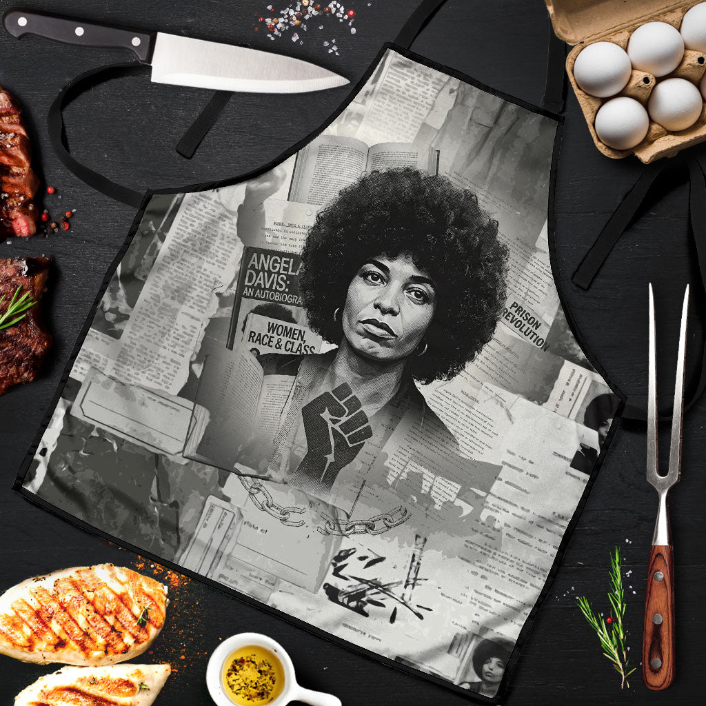 Angela Davis Black History Rights Activism Apron Vintage Newspaper Collage Retro Protest Art