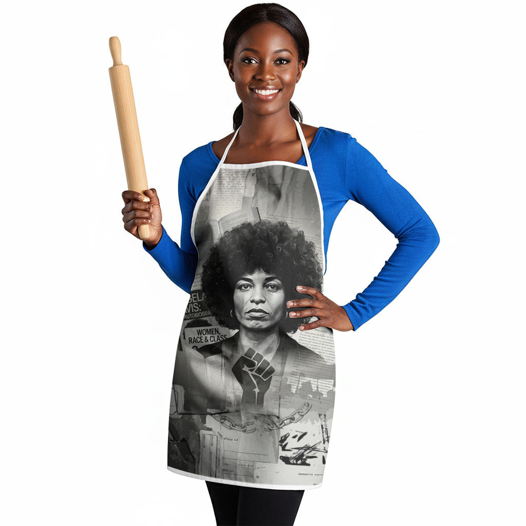 Angela Davis Black History Rights Activism Apron Vintage Newspaper Collage Retro Protest Art