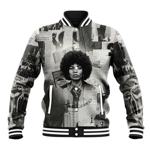Angela Davis Black History Rights Activism Baseball Jacket Vintage Newspaper Collage Retro Protest Art