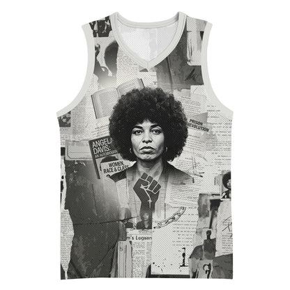 Angela Davis Black History Rights Activism Basketball Jersey Vintage Newspaper Collage Retro Protest Art