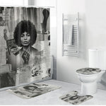 Angela Davis Black History Rights Activism Bathroom Set Vintage Newspaper Collage Retro Protest Art