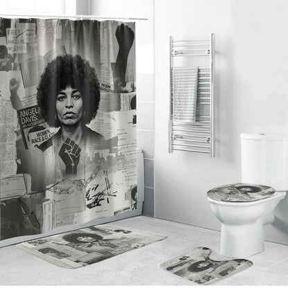 Angela Davis Black History Rights Activism Bathroom Set Vintage Newspaper Collage Retro Protest Art