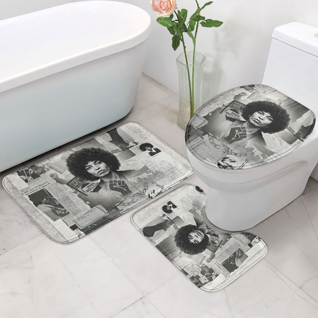 Angela Davis Black History Rights Activism Bathroom Set Vintage Newspaper Collage Retro Protest Art