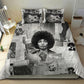 Angela Davis Black History Rights Activism Bedding Set Vintage Newspaper Collage Retro Protest Art
