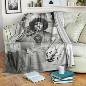 Angela Davis Black History Rights Activism Blanket Vintage Newspaper Collage Retro Protest Art