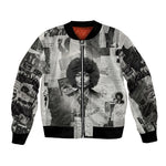 Angela Davis Black History Rights Activism Bomber Jacket Vintage Newspaper Collage Retro Protest Art
