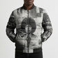 Angela Davis Black History Rights Activism Bomber Puffer Jacket Vintage Newspaper Collage Retro Protest Art
